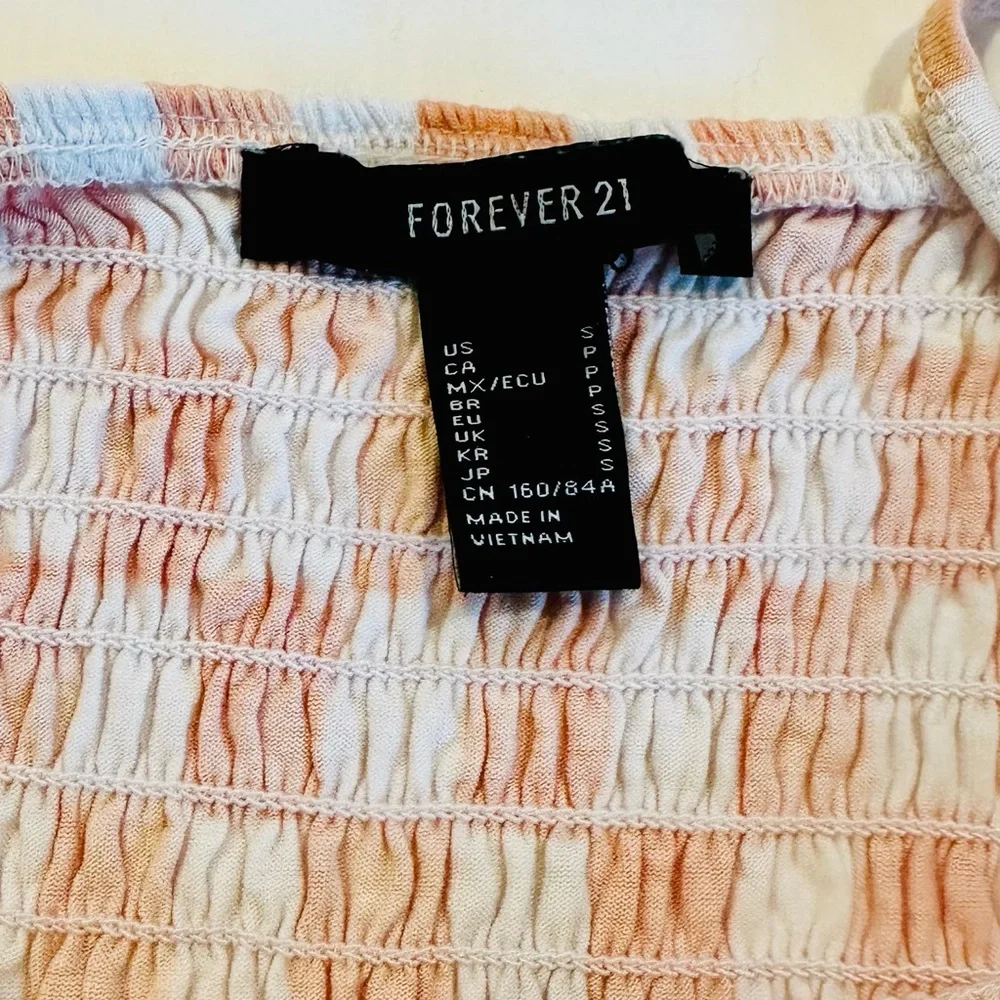 Forever 21 Girls Orange White Checkered Spaghetti Straps Sun Dress Size Small